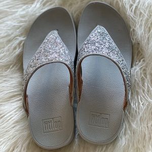 Fitflop Lulu silver Glitter Toe Post Sandals